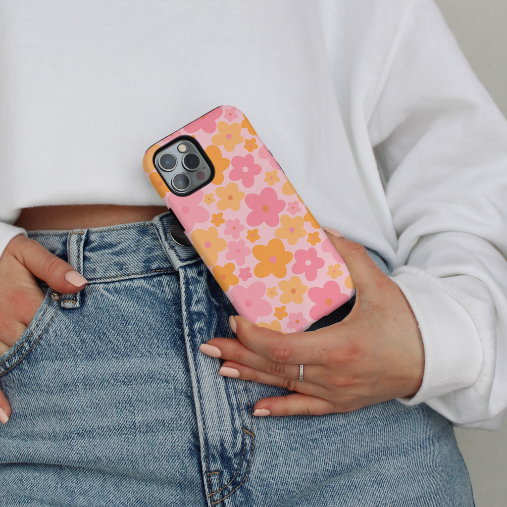 Tough Phone Case - Pink & Orange Bloom