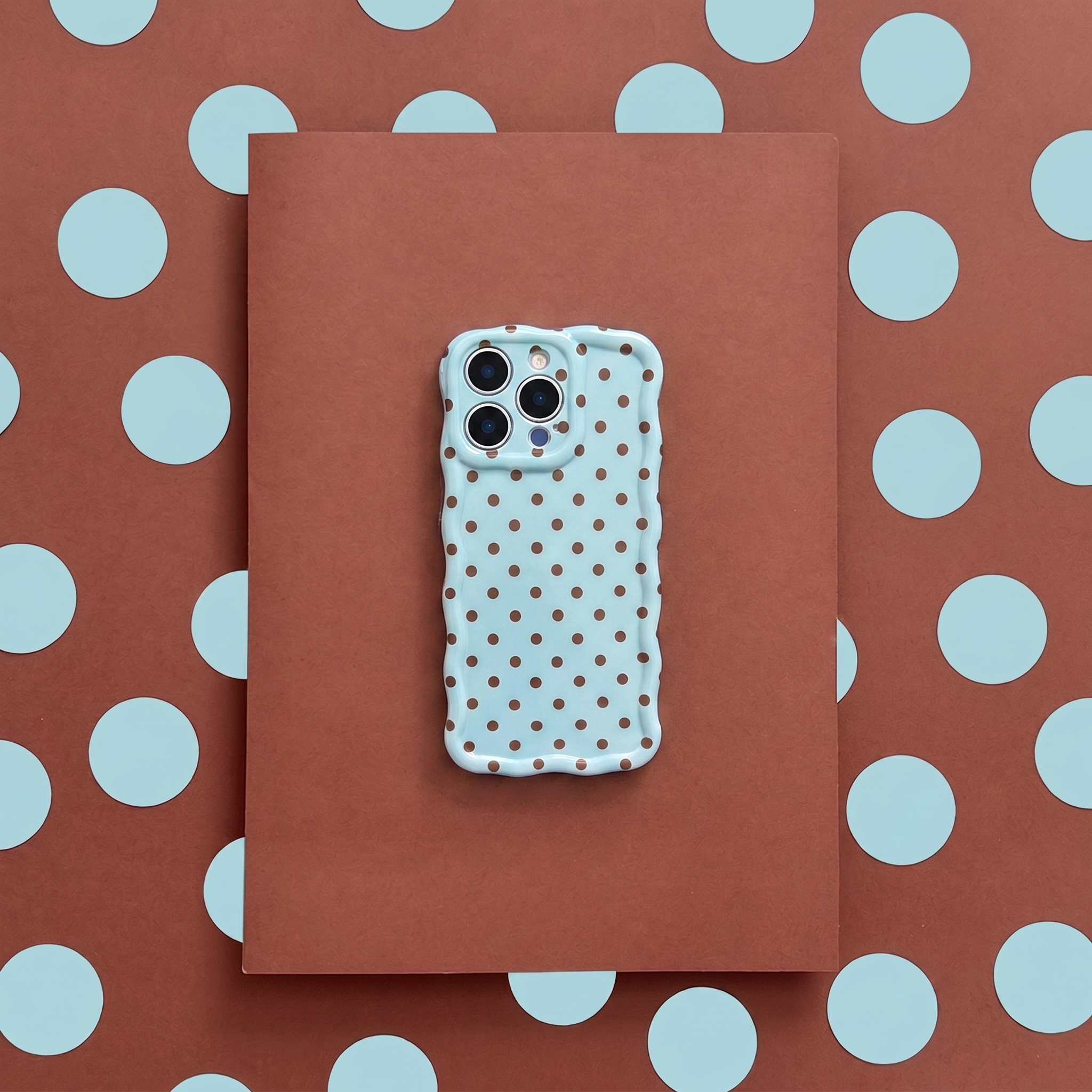 Wavy Phone Case - Powder Blue Polka Dot